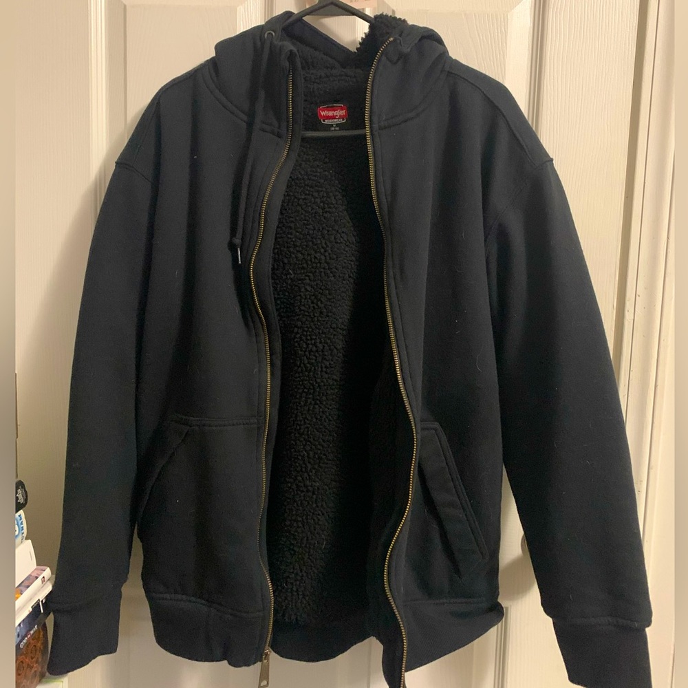 Wrangler Sherpa Lined Winter Jacket Workwear Black